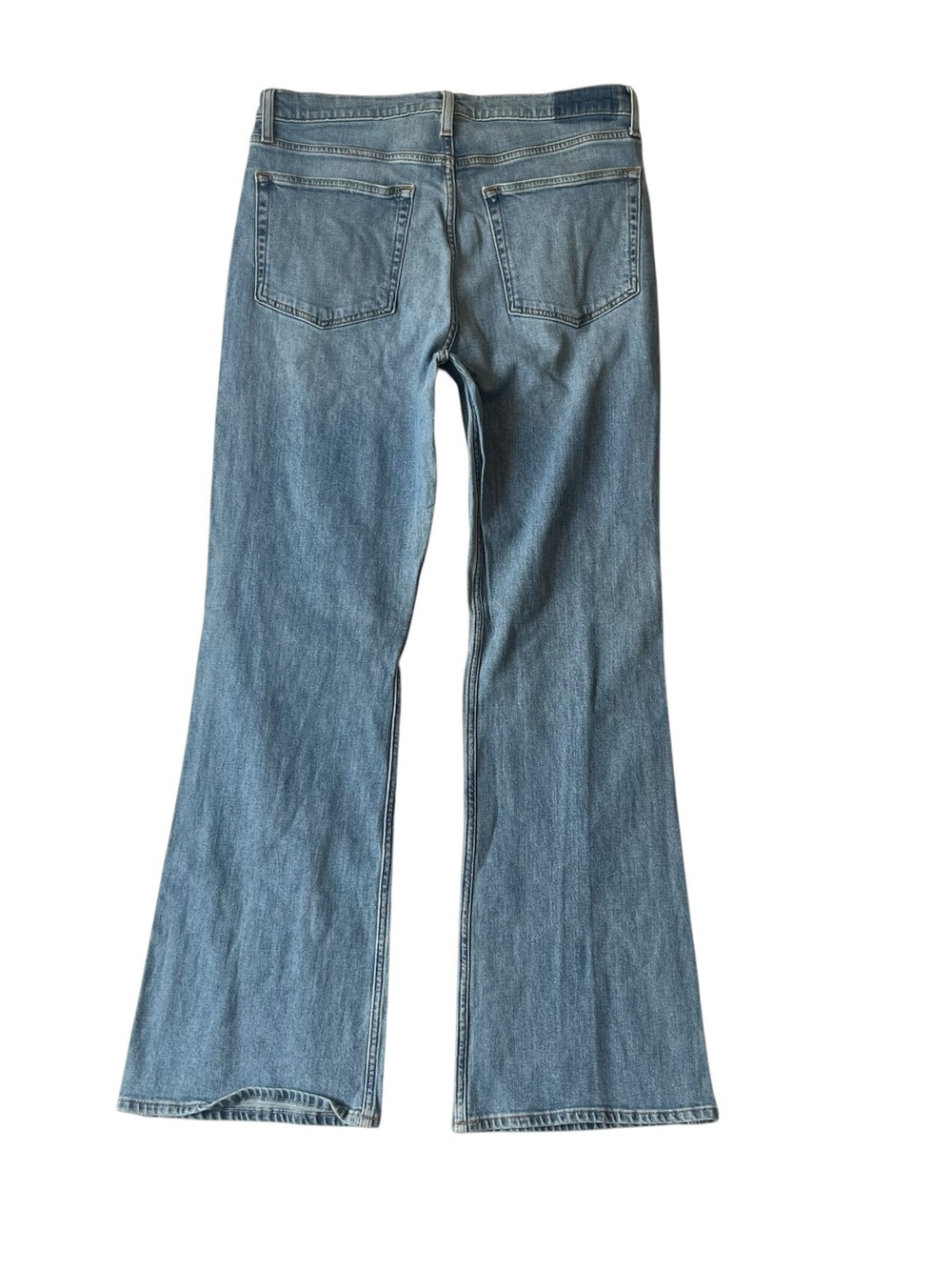 Etica flare leg jeans 32 x 33 Light blue wash High rise waist Organic cotton